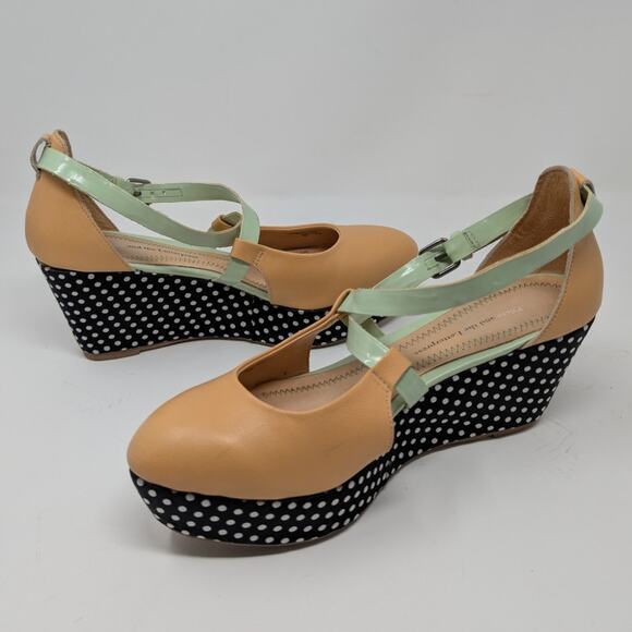Anthropologie Pilcro and the Letterpress Polka Dot Wedge Heels Size 7M - Picture 9 of 14